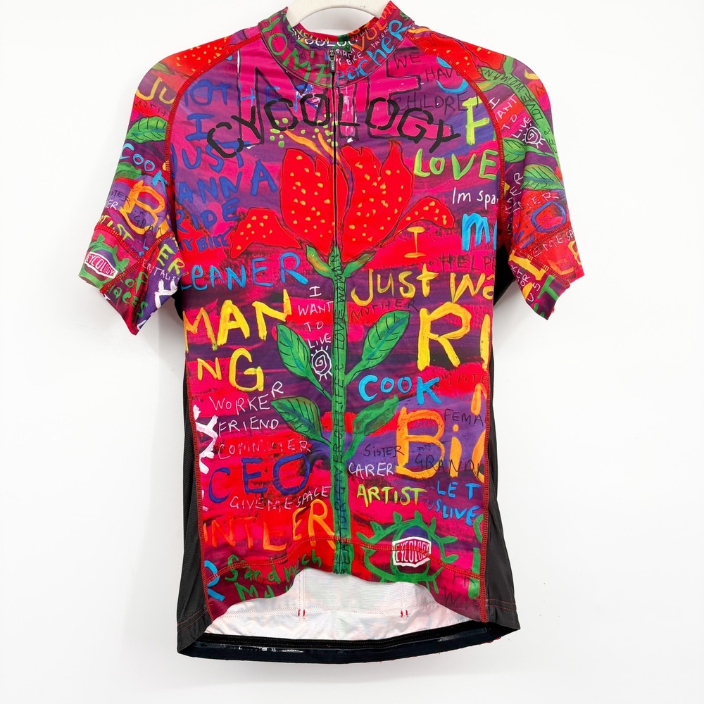 Cycology Womens See Me Graffiti Art Performance Cycling Zip Up Jersey Size XL